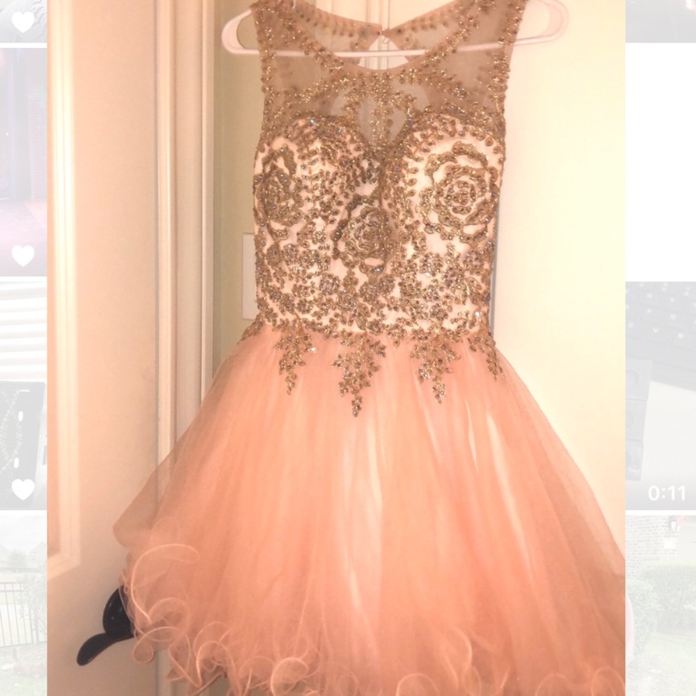 Strapless Light Pink Embellished Dress Size 2